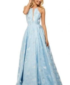 Sherri Hill - 52630 Long Jacquard Halter A Line Dress 8 Sherri Hill - 52630 Long Jacquard Halter A Line Dress