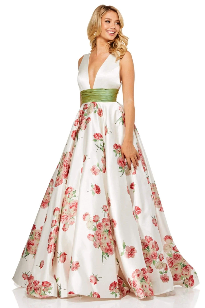 Sherri Hill - 52632 V-Neck Long Print Dress 5 Sherri Hill - 52632 V-Neck Long Print Dress