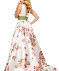Sherri Hill - 52632 V-Neck Long Print Dress