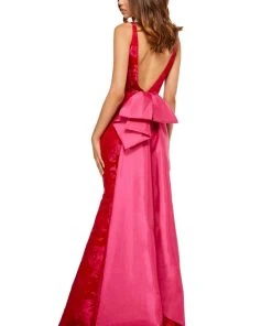 Sherri Hill - 52637 V-Neck And Back Printed Long Dress 5 Sherri Hill - 52637 V-Neck And Back Printed Long Dress