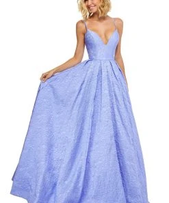 Sherri Hill - 52641 Deep V-neck Pleated A-line Dress
