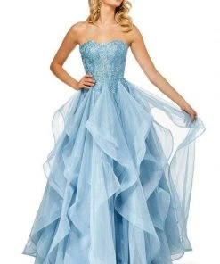 Sherri Hill - 52645 Strapless Full Figured Applique Long Dress