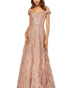 Sherri Hill - 52650 Cap Sleeve Off Shoulder Feather-Fringed Dress