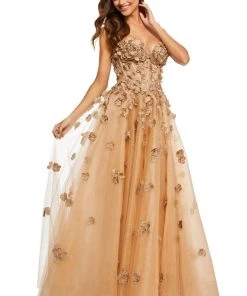 Sherri Hill - 52651 Floral Applique Sweetheart A-line Tulle Gown