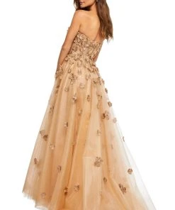 Sherri Hill - 52651 Floral Applique Sweetheart A-line Tulle Gown