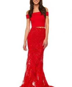 Sherri Hill - 52653 Two Piece Off-Shoulder Sheath Dress