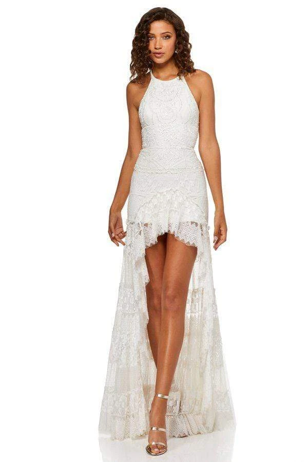 Sherri Hill - 52663 Beaded Halter High Low Dress 10 Sherri Hill - 52663 Beaded Halter High Low Dress