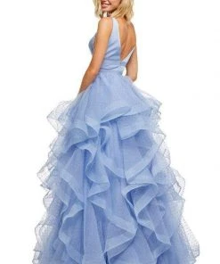 Sherri Hill - 52691 Ruffled Plunging V-Neck Empire Ballgown