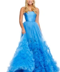 Sherri Hill - 52693 Strapless Ruffle Fringed Tulle Ball Gown