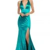 Sherri Hill - 52702 Deep Halter V-neck Mermaid Dress With Train