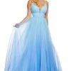 Sherri Hill - 52707 Deep V-neck Organza Ballgown With Train