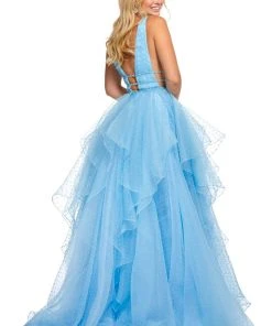 Sherri Hill - 52710 Jewel Crusted Waist Tiered Ballgown 6 Sherri Hill - 52710 Jewel Crusted Waist Tiered Ballgown