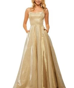 Sherri Hill - 52716 Square Long Gold Dress
