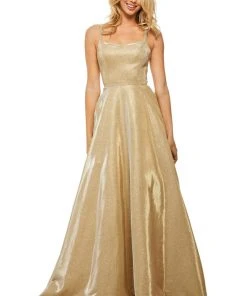 Sherri Hill - 52716 Square Long Gold Dress 7 Sherri Hill - 52716 Square Long Gold Dress
