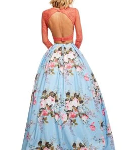 Sherri Hill - 52717 Two Piece Beaded And Floral Print Mikado Ballgown 6 Sherri Hill - 52717 Two Piece Beaded And Floral Print Mikado Ballgown