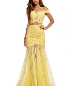 Sherri Hill - 52719 Two Piece Lace Off-Shoulder Chiffon Trumpet Dress