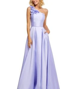 Sherri Hill - 52720 Floral Applique Single Shoulder Mikado Dress