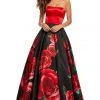 Sherri Hill - 52722 Strapless Satin And Floral Print A-line Dress 1 Sherri Hill - 52722 Strapless Satin And Floral Print A-line Dress