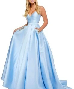 Sherri Hill - 52725 Deep V- Neckline Mikado A Line Dress