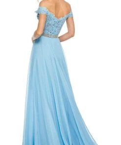 Sherri Hill - 52729 Lace Off The Shoulder Chiffon A-line Dress