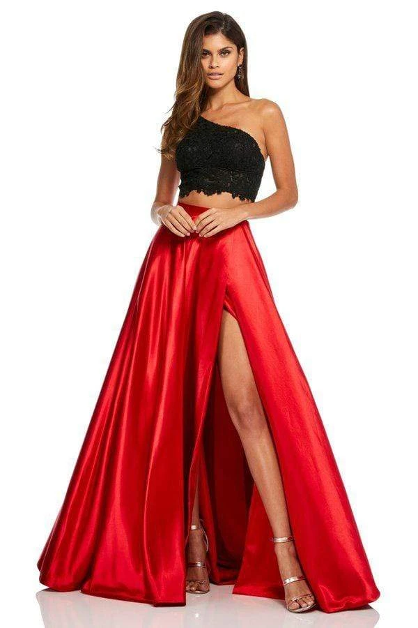 Sherri Hill - 52730 Two Piece Lace One Shoulder Charmeuse A-line Dress 3 Sherri Hill - 52730 Two Piece Lace One Shoulder Charmeuse A-line Dress