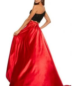 Sherri Hill - 52730 Two Piece Lace One Shoulder Charmeuse A-line Dress 8 Sherri Hill - 52730 Two Piece Lace One Shoulder Charmeuse A-line Dress