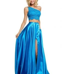 Sherri Hill - 52730 Two Piece Lace One Shoulder Charmeuse A-line Dress 11 Sherri Hill - 52730 Two Piece Lace One Shoulder Charmeuse A-line Dress