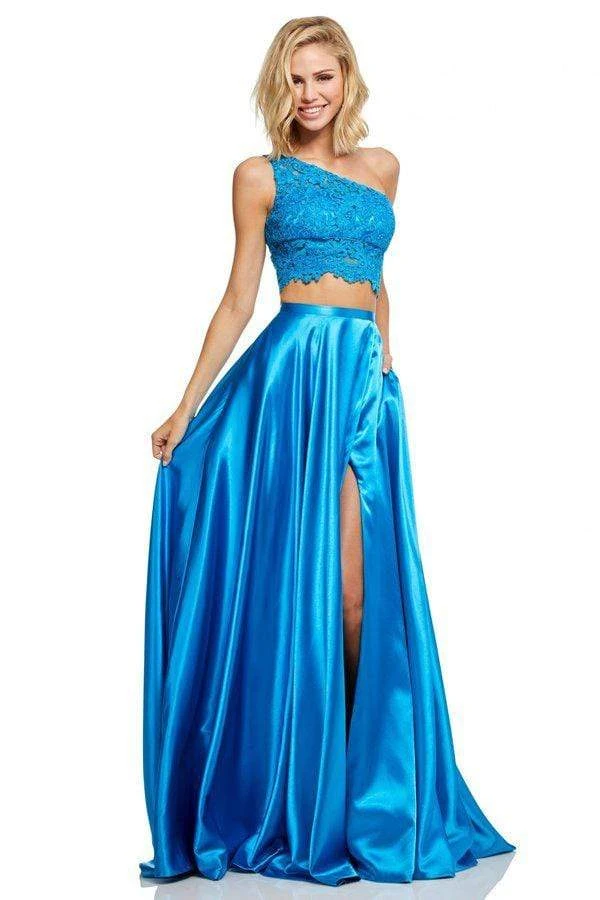 Sherri Hill - 52730 Two Piece Lace One Shoulder Charmeuse A-line Dress 7 Sherri Hill - 52730 Two Piece Lace One Shoulder Charmeuse A-line Dress