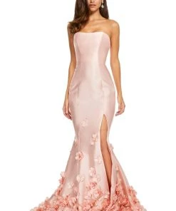 Sherri Hill - 52744 Strapless Flower Appliqued Fitted Dress