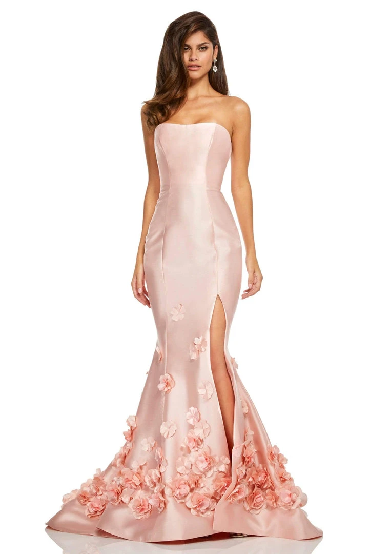 Sherri Hill - 52744 Strapless Flower Appliqued Fitted Dress 3 Sherri Hill - 52744 Strapless Flower Appliqued Fitted Dress
