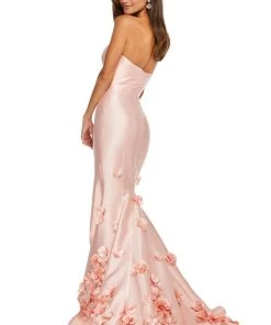Sherri Hill - 52744 Strapless Flower Appliqued Fitted Dress 5 Sherri Hill - 52744 Strapless Flower Appliqued Fitted Dress