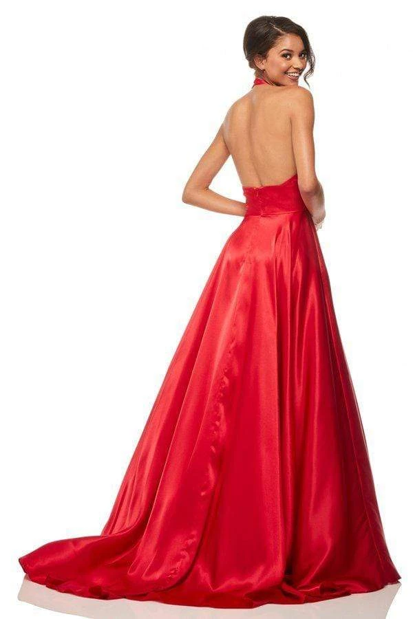 Sherri Hill - 52745 Cross Halter Charmeuse A-line Gown 4 Sherri Hill - 52745 Cross Halter Charmeuse A-line Gown