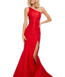 Sherri Hill - 52752 One Shoulder Fitted High Slit Mermaid Dress