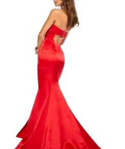 Sherri Hill - 52753 Satin Strapless Fitted Dress With Sweep Train 6 Sherri Hill - 52753 Satin Strapless Fitted Dress With Sweep Train
