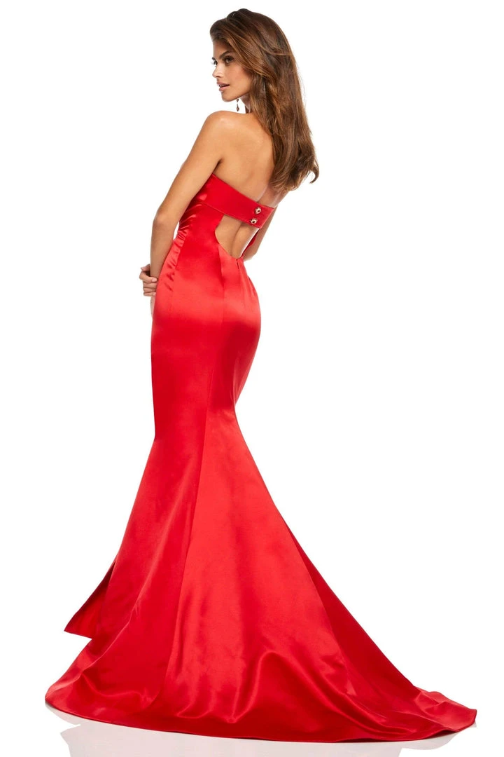 Sherri Hill - 52753 Satin Strapless Fitted Dress With Sweep Train 4 Sherri Hill - 52753 Satin Strapless Fitted Dress With Sweep Train