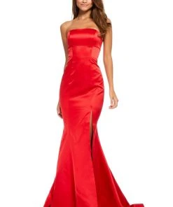 Sherri Hill - 52753 Satin Strapless Fitted Dress With Sweep Train 7 Sherri Hill - 52753 Satin Strapless Fitted Dress With Sweep Train