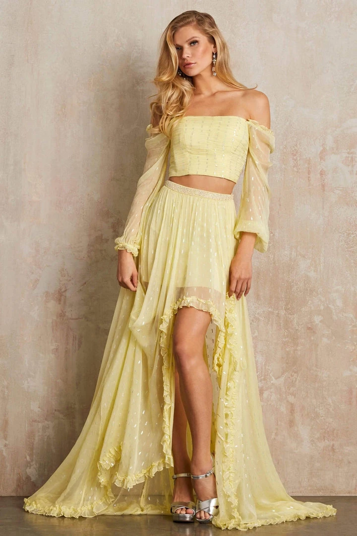 Sherri Hill - 52756 Off The Shoulder Two Piece Dress With High-Low Hem 7 Sherri Hill - 52756 Off The Shoulder Two Piece Dress With High-Low Hem