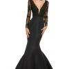 Sherri Hill - 52766 Lace Deep V-neck Mermaid Dress With Train 2 Sherri Hill - 52766 Lace Deep V-neck Mermaid Dress With Train