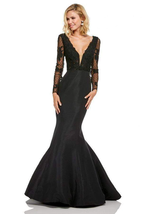 Sherri Hill - 52766 Lace Deep V-neck Mermaid Dress With Train 3 Sherri Hill - 52766 Lace Deep V-neck Mermaid Dress With Train