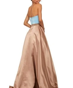 Sherri Hill - 52776 Two Piece Strapless Beaded Belt A Line Satin Dress