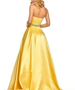 Sherri Hill - 52776 Two Piece Strapless Beaded Belt A Line Satin Dress