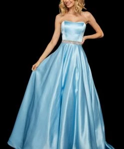 Sherri Hill - 52776 Two Piece Strapless Beaded Belt A Line Satin Dress