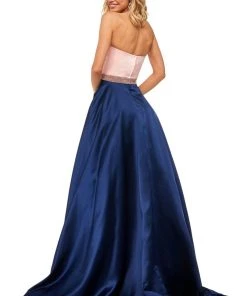 Sherri Hill - 52776 Two Piece Strapless Beaded Belt A Line Satin Dress