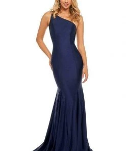 Sherri Hill - 52781 One Shoulder Satin Mermaid Dress With Train
