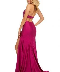 Sherri Hill - 52782 Satin Halter Dress With Sexy Open Back 12 Sherri Hill - 52782 Satin Halter Dress With Sexy Open Back