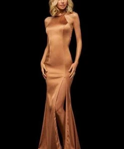 Sherri Hill - 52795 High Halter Trumpet Dress With Train