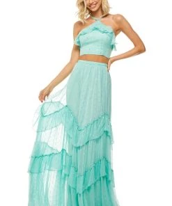 Sherri Hill - 52798 Ruffle Detailed Halter Neck Two Piece Long Dress