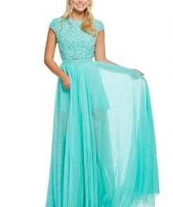 Sherri Hill - 52801 Beaded Cap Sleeved A-Line Long Dress