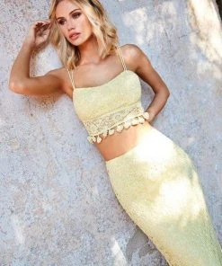 Sherri Hill - 52810 Two Piece Long Crochet Dress 12 Sherri Hill - 52810 Two Piece Long Crochet Dress