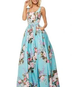 Sherri Hill - 52814 Floral Print Square A-Line Gown
